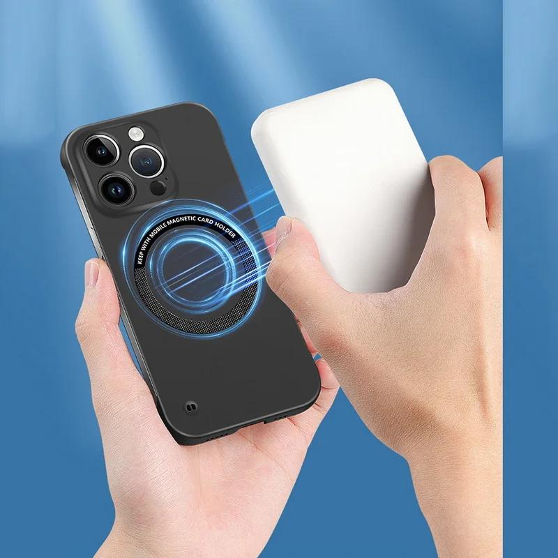Coque de téléphone magnétique ultra fine rigide en PC sans cadre pour Magsafe iPhone 17 16 15 14 Pro Max 13 Mini Air 16e Couleur Mate Housse Unie
