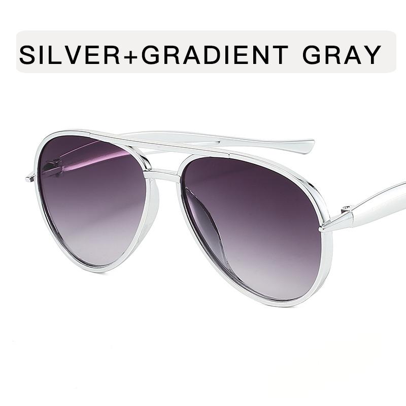 Retro Toad Double Bridge Electroplated Metal Aviator Sunglasses – European & American Trend As Shown
