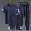 Short Sleeved Set, Summer Casual Loose Sports Set, Men's Three Piece Set