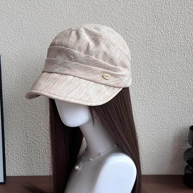 Retro Yamamoto style thin breathable washed linen pleated design octagonal hat temperament show face small equestrian hat