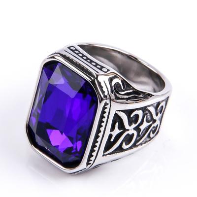 Anillo de piedras preciosas para hombre, de acero inoxidable, cuadrado, moderno, estilo hip hop, accesorios de joyería, anillo de dedo de fiesta de rapero masculino