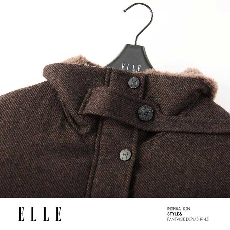 ELLE Women's Vintage Wool Blend Long Down Jacket