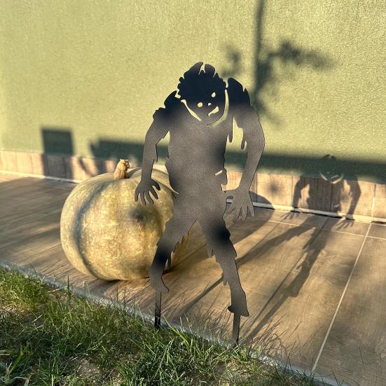 Zombie Garden Stake Metal Zombie Silhouette Yard Stake Weather Resistant Spooky Zombie