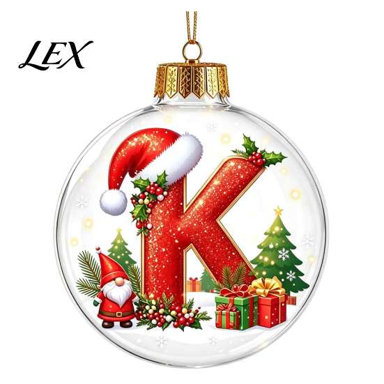 Indoor Outdoor Xmas Hanging Ornaments 26?Letter Acrylic Christmas Ball Ornament, 3D Crystal Style Alphabet Tree Decorations Pendant, Home