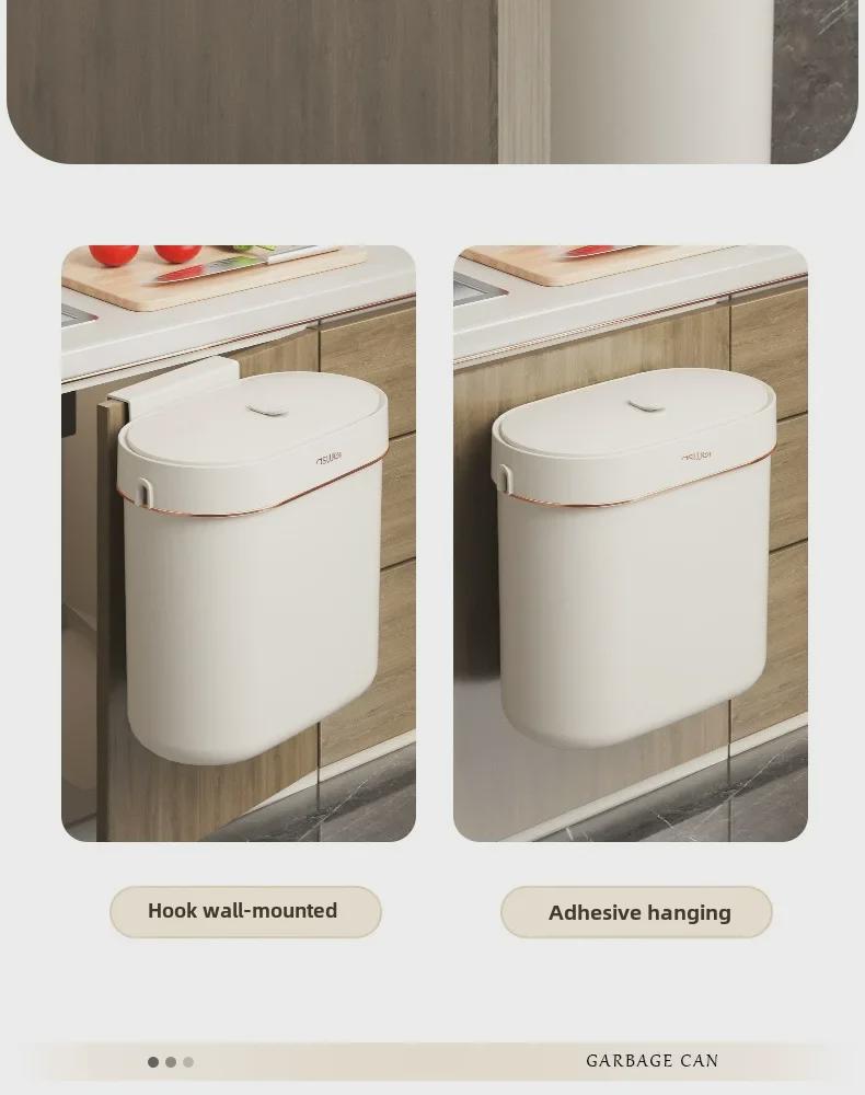 Wall-Mounted Kitchen & Bathroom Trash Can with Lid - Slim Design for Tight Spaces