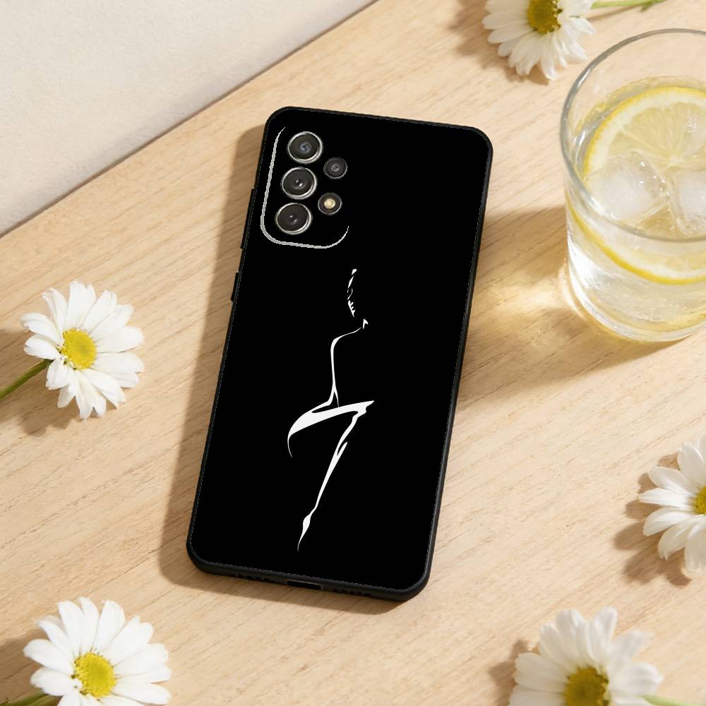 Elegant Line Silhouettes Phone Case For Samsung S26,S25,S24,S21,S22,S23,S30,Ultra,S20,Plus,Soft Black Shell