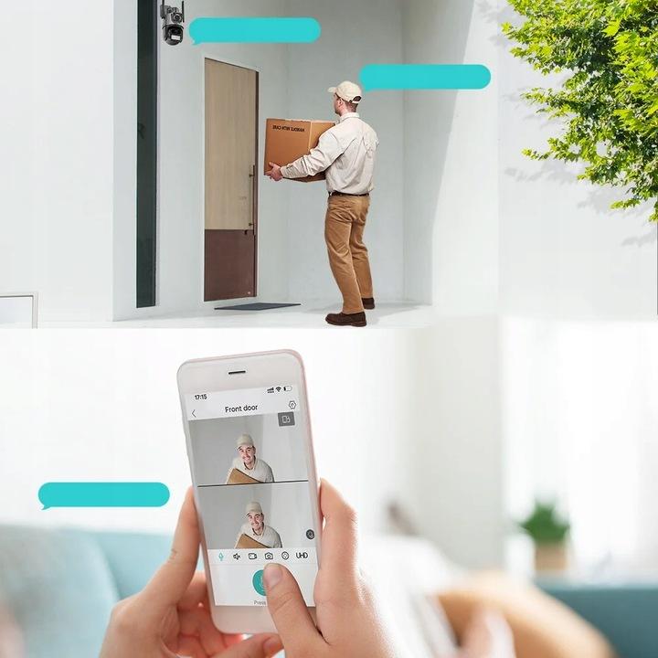 Podwójna Kamera Wifi Ip Smart Zewnętrzna 1080P Full Hd 2X3Mp Detekcja Alarm