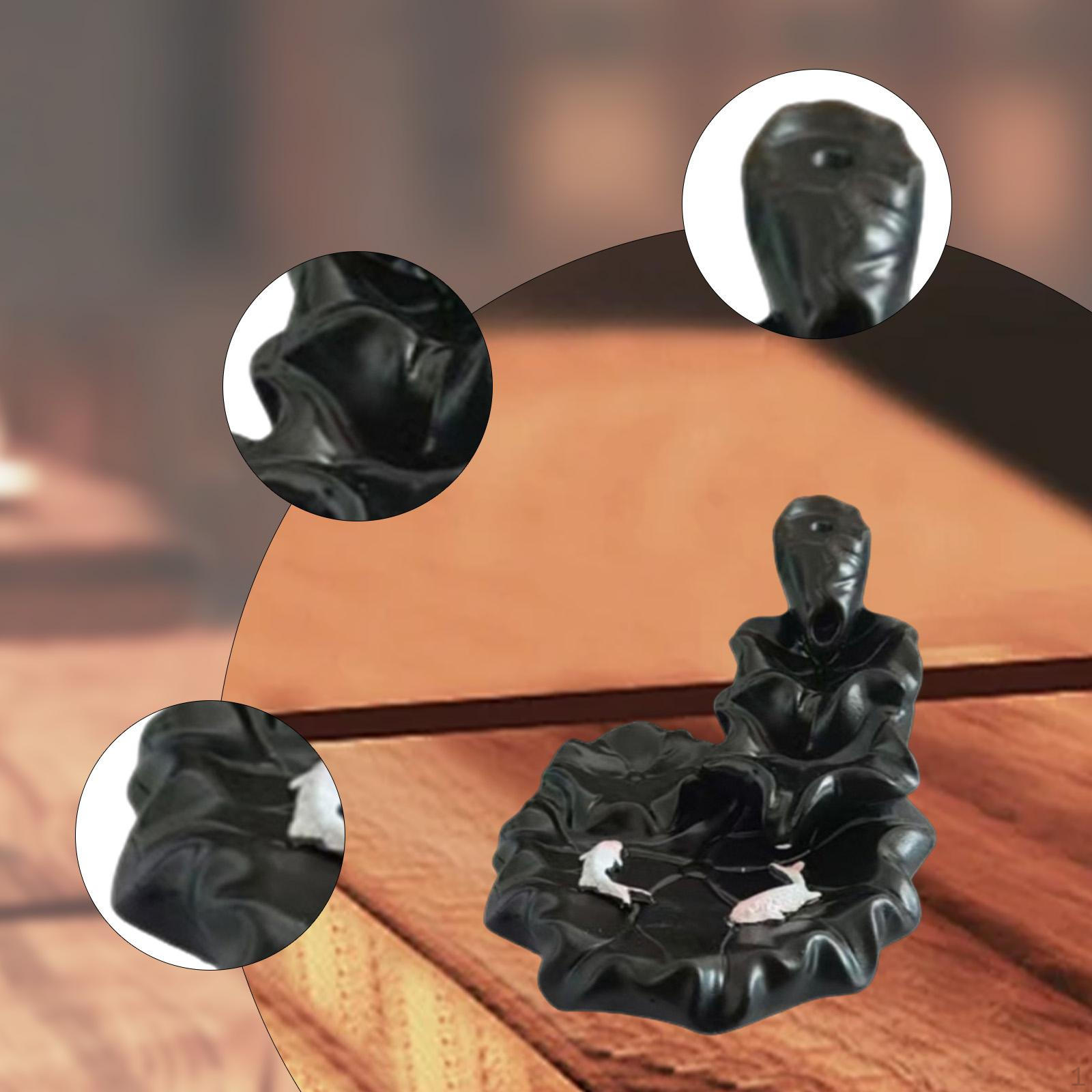 

Decorative Backflow Incense Burner Table Centerpiece Handmade Statue Versatile Holder for