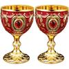 Amosfun 2.7 Inch Retro Goblets Metal Wine Cups Royal Chalices Medieval European Style Embossed Drinking Cups Party Favors 30ml Red