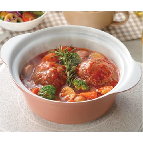 Kakusee Nerine NE-01 Tabletop Pot, 18cm, for 1-2 People, White and Pink, Non-Stick Ceramic Coating, Glass Lid, Gas and Induction Compatible