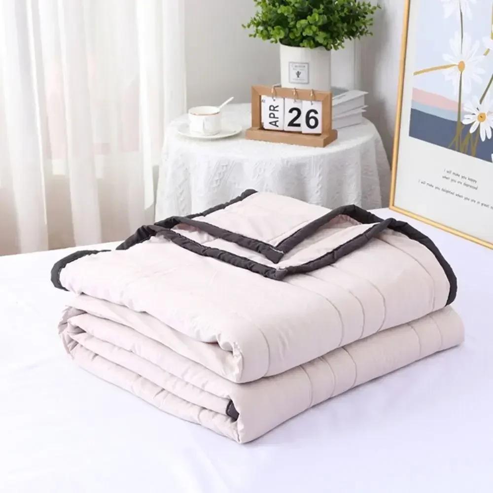 Washed Cotton Summer Cool Blanket, Solid Color Air Conditioner, Washable, Single Student, Child, Adult Summer Blanket  Edredon