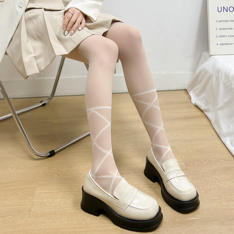 

Any Cut Stockings Straps Cross Calf Socks White Anti-Stripping Bottom Socks One size fits all білий