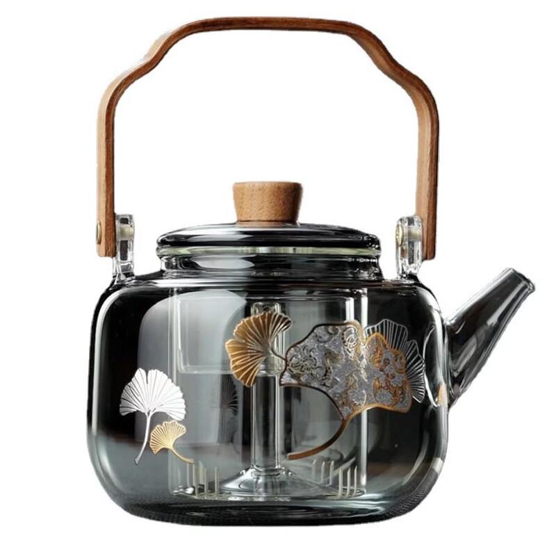 Borosilicate Glass Boiling Teapot with Walnut Handle