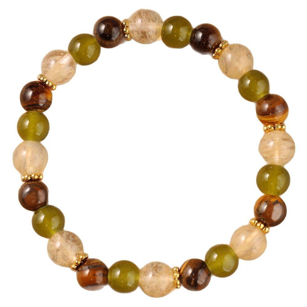 Festive Gifts Tiger Eye Green Aventurine Rutilated Quartz Beaded Bracelet Natural Fashion Jewelry For Men Women Daily Wear Gift