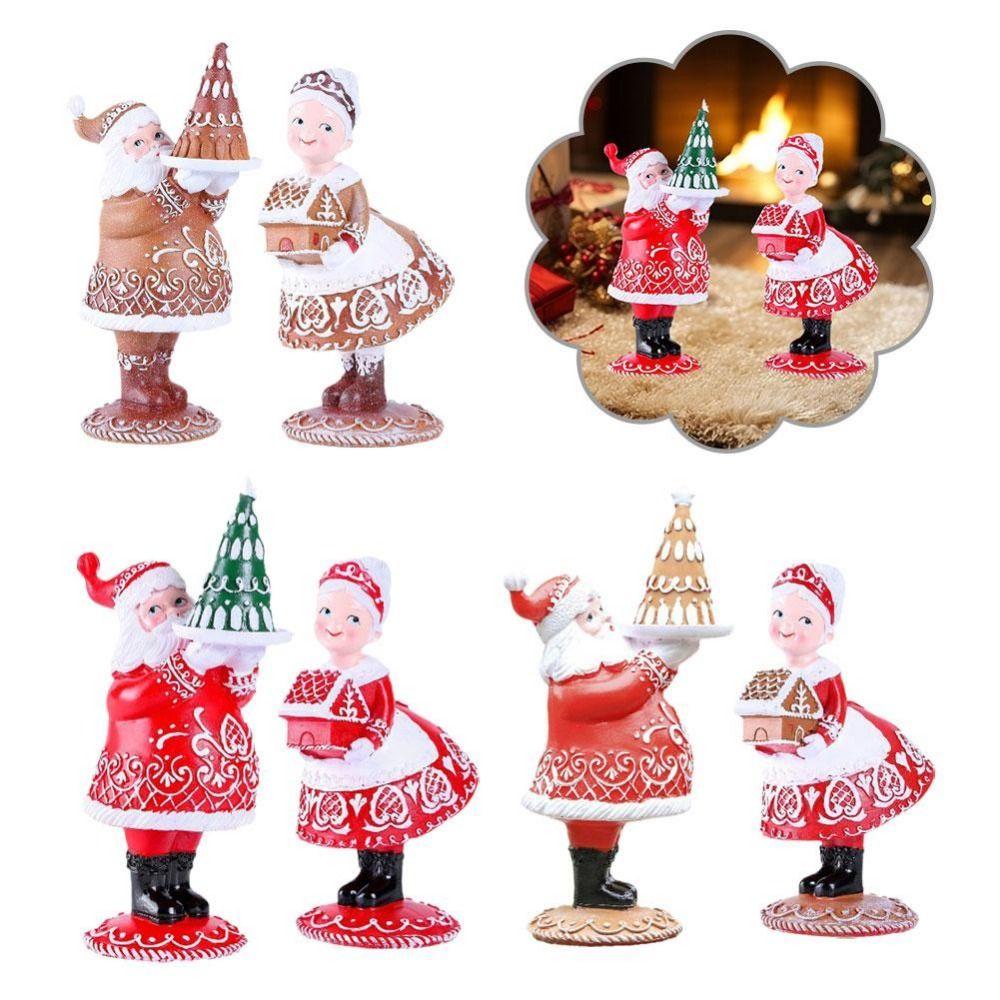 

Cartoon Santa Claus Ornaments Cute Christmas Ornament Resin Santa Claus Statues Atmosphere Decor style A
