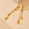 Fashion Minimalist Drop Shape Pull Chain Earring and Necklace Set Vintage Metallic Adjustable Design