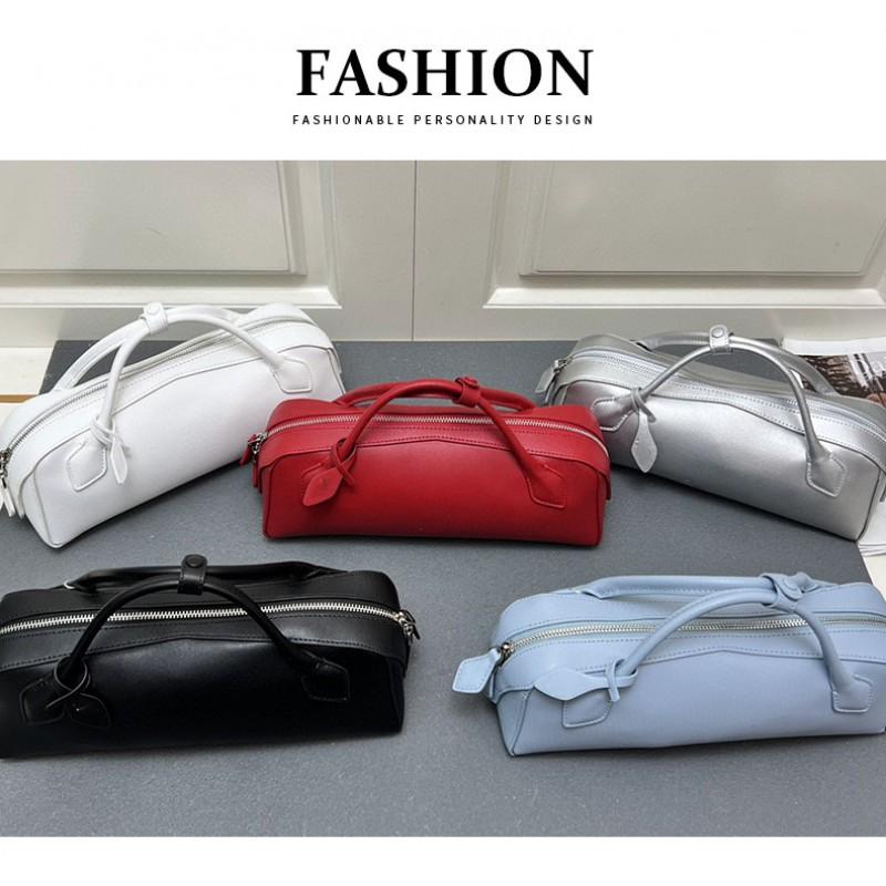 Genuine Leather French Stick Bag Women's Crossbody Fashionable Short Top-layer Cowhide Commuter Street
