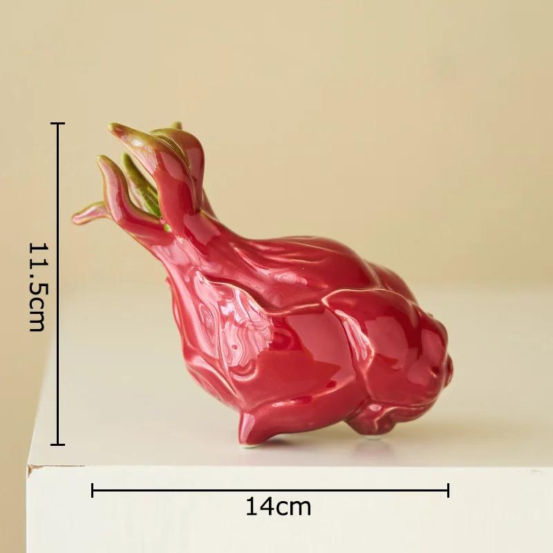 

Creative Pitaya Shape Ceramic Vase Desk Decoration Flowers Arrangement Artificial Flower Decorative Vases Room Aesthetic Decor