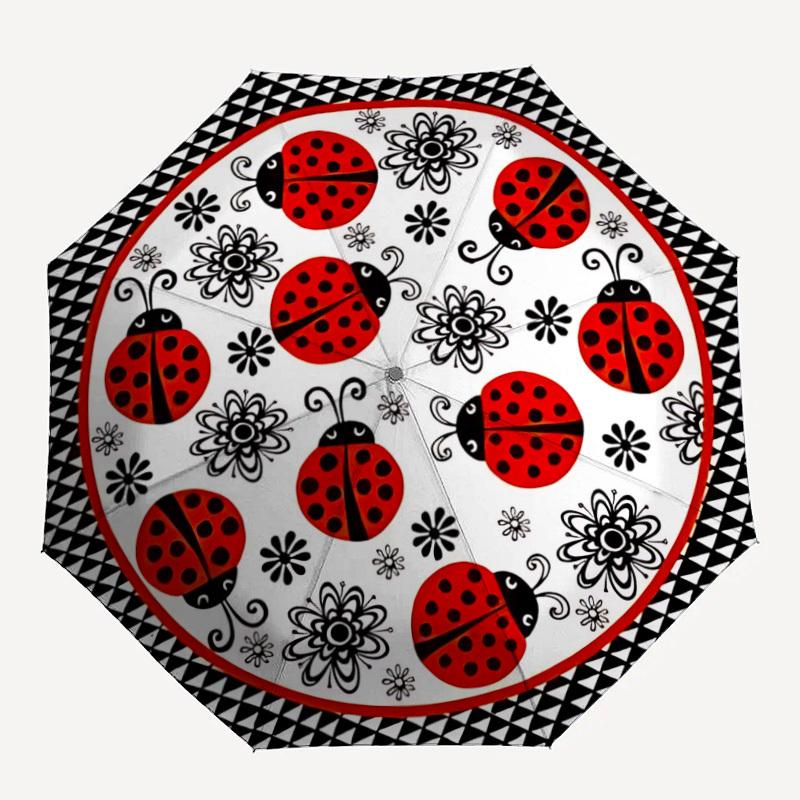 

1pc Ladybug Pattern Automatic Open/Close Umbrella with Windproof, 8-Rib Sturdy Canopy, , Outdoor Accessory, Ideal for Gifts yy251117116