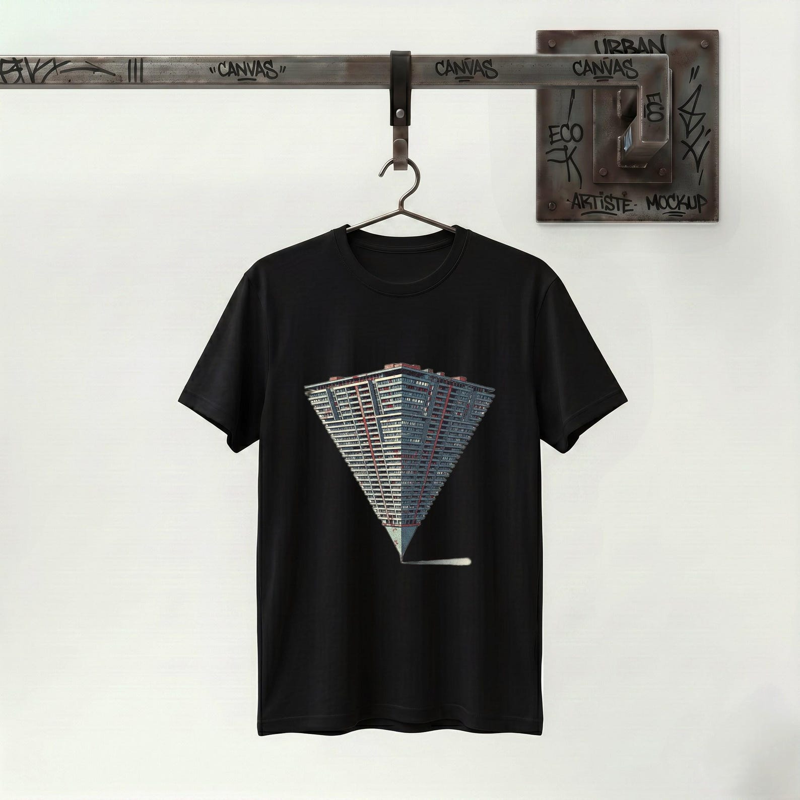 Inverted Building Graphic Tee | Surreal Architecture T-Shirt | Urban Streetwear Graphic Tee | Optical Illusion Shirt | Edgy City Design M