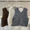 DIMANAF 2025 Autumn Women Sleeveless Vest Sweaters Knitting Buttons Oversize Casual Style Loose Sweater