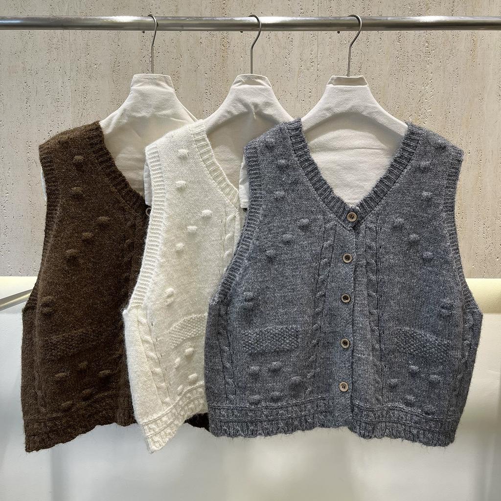 DIMANAF 2025 Autumn Women Sleeveless Vest Sweaters Knitting Buttons Oversize Casual Style Loose Sweater