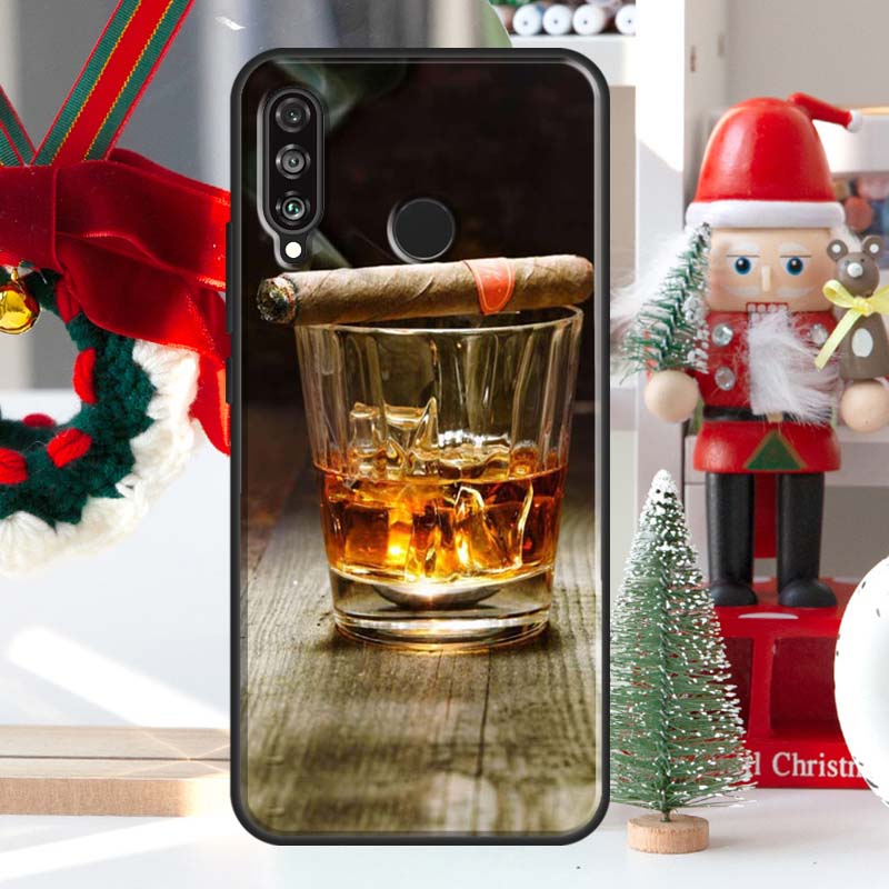 Cygaro Whiskey Lodowy Napój Etui na Huawei Nova 7i 8i 11i 12i 12s Y73 Y70 Y90 Y60 Y72 Y61 Y91 9 10 SE P30 Pro P40 Lite