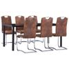 Day and Night - Day and Night Dining Set 7 Pieces Brown Artificial Suede Leather