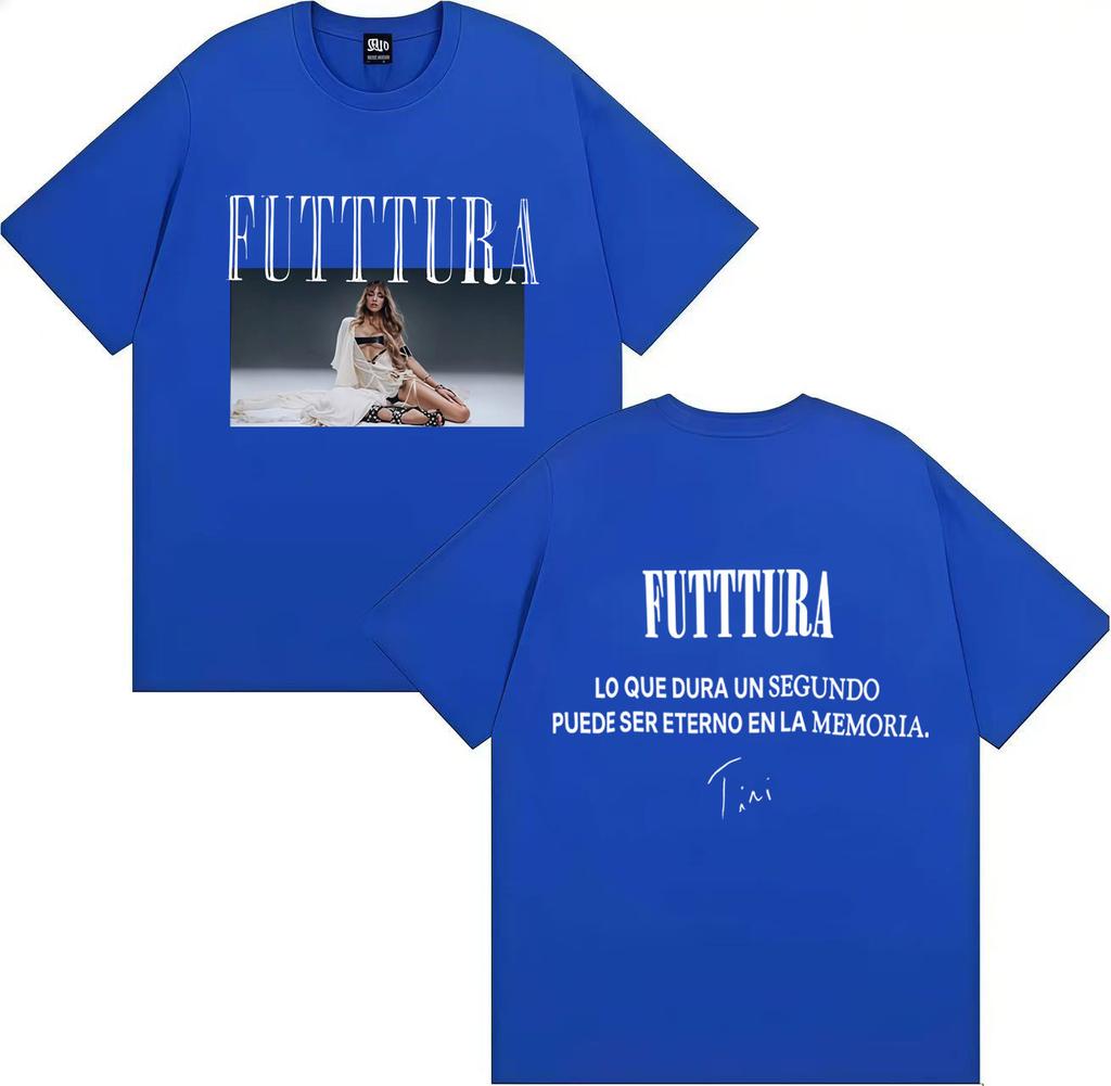 Hot Singer TINI Futttura 2025 Tour Merch Double Sided Print Aesthetic Y2K Short Sleeve Tshrit Mens Hip Hop Casual Hot Sale Tees