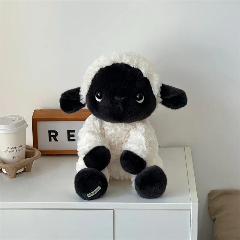 Schwarzes Gesicht Schaf Plüschtier Sitzend Groß Liegend Schaf Kissen Flauschiges Lockiges Fell Für Sofa Bett Innen Ästhetische Dekoration Schmuck 15cm Pendant gray