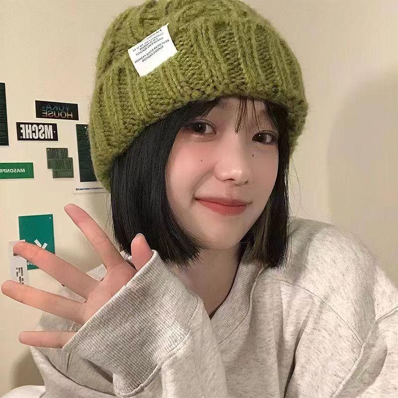 Women's Winter Knit Beanie: Stylish Japanese & Korean Design, Outdoor Warmth for Elementary Students