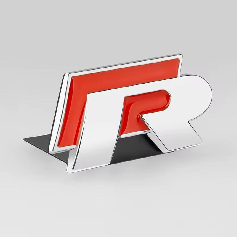 3D Metal R Line Logo, Car Front Grill Badge Rear Trunk Emblem Sticker for G-ol-f 4 5 6 7 P-ol-o P-assa-t T-igua-n T-oura-n C-C T-ouare-g