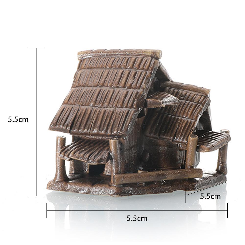 Aquarium Micro Landscaping Ornaments Ceramic House Thatched Hut Bamboo Building Fish Tank Decoration