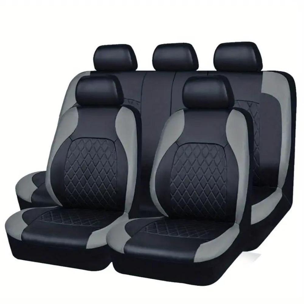 Universal Diamond Pattern PU Leather Car Seat Cover with Airbag Compatibility