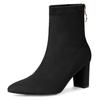 Allegra K Women's Black Checkered Ankle Boots with Zipper, Chunky Heel, Size 27.5cm