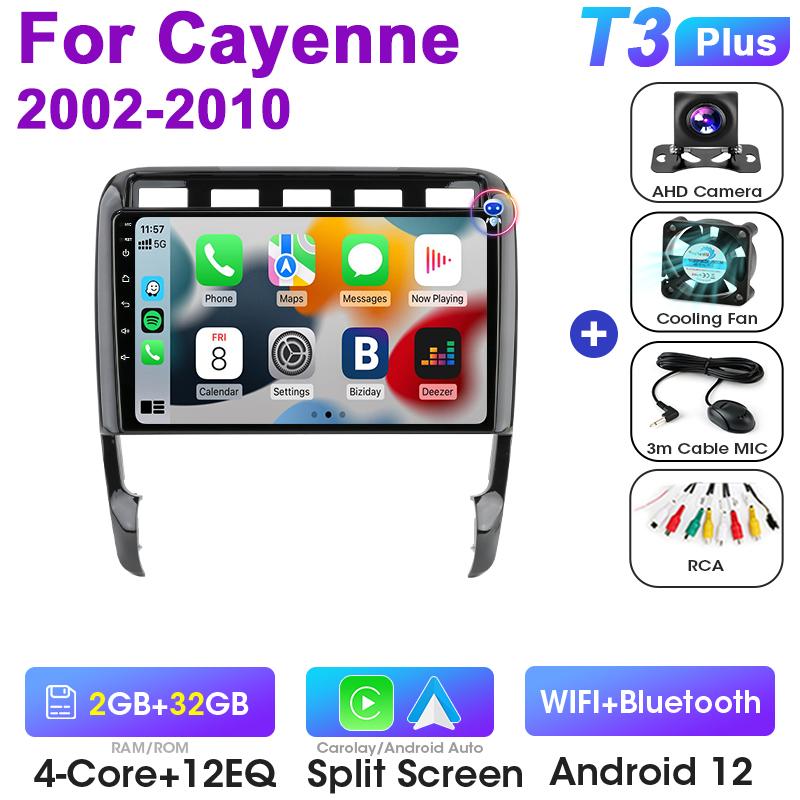 2 Din Android 12 Car Radio For Porsche Cayenne 1 9PA 2002 - 2010 Multimedia Video Player Navigation GPS 4G Carplay Auto Stereo