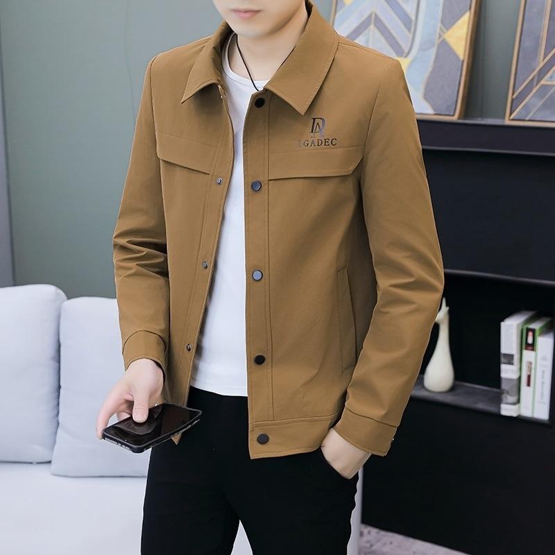 New Coat Men's Spring and Autumn Trendy Slim Korean Style Handsome Lapel Jacket Simple and Versatile Casual