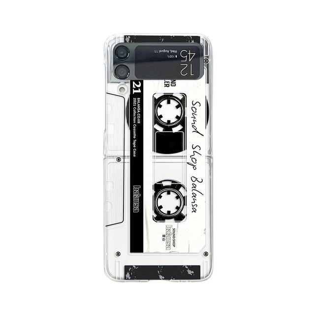 For Samsung Galaxy Z Flip 4 3 Case Retro Music Tape Painted Transparent Shockproof Hard Back Cover For Samsung Zflip4 Flip3 Case