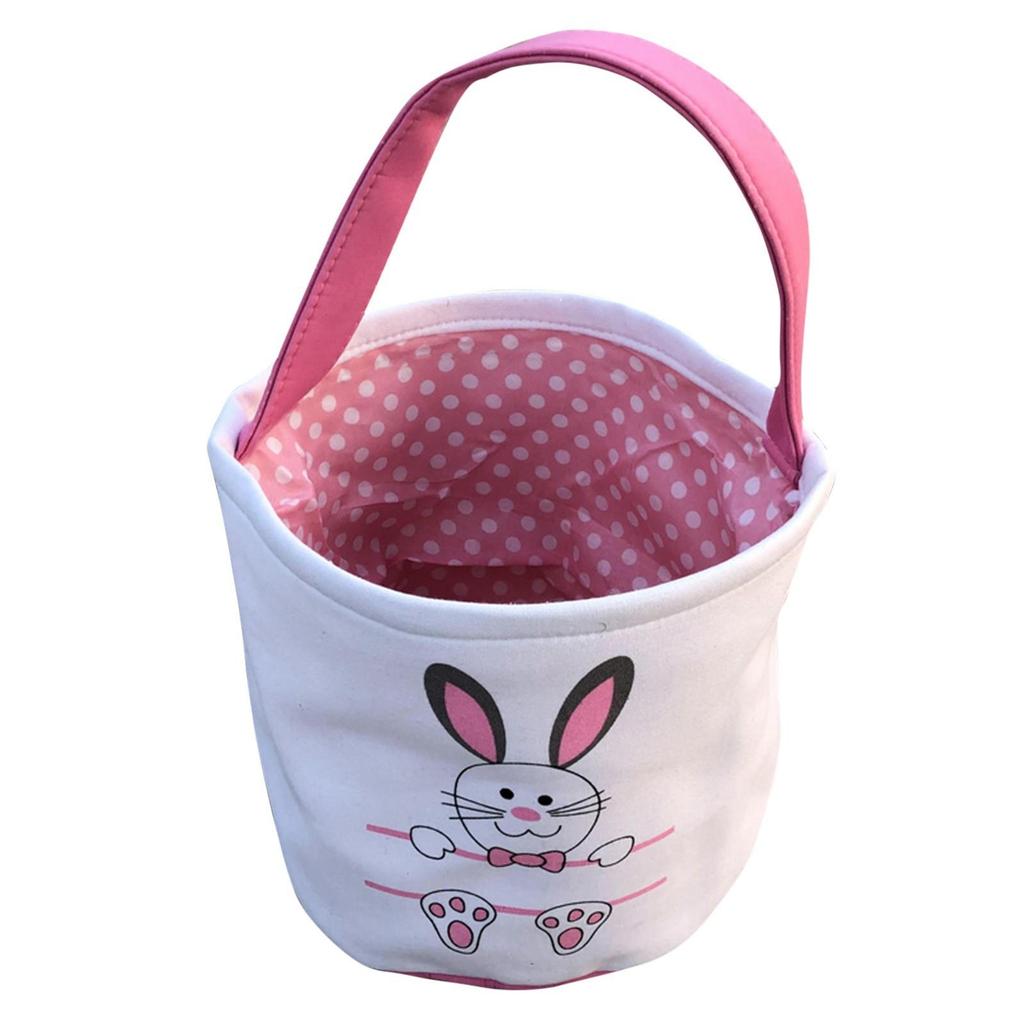 Easter Basket Holiday  Bunny Printed Canvas Gift Carry Candy Bag