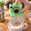 Mechanical Latte Art Camera 3D Printed Coffee Printer, Manual One-Click Powder Stencil Maker with DIY Drink Decorator Interchangeable Template