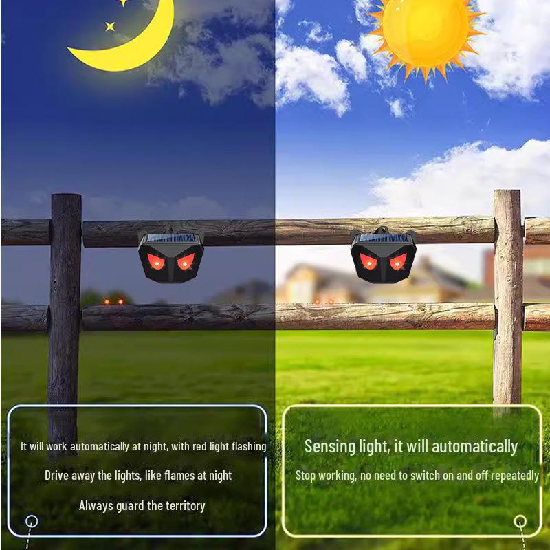 Solar-Powered Flashing Animal Repellent for Wild Boar, Rabbit, Wolf, Deer, and Weasel Deterrence