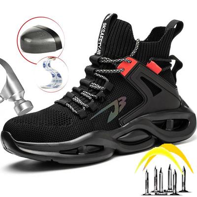 Chaussures de sécurité légères pour homme Bottes de sécurité de travail respirantes avec embout en acier Chaussures de travail mode Homme Anti-perforation Anti-écrasement Baskets