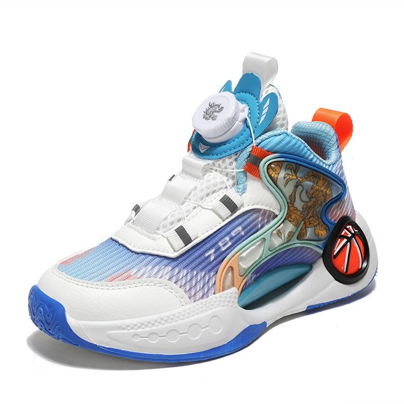 Kids Basketball Shoes With Quiet Sole Design Breathable Mesh Upper Non-Slip Durable Sports Sneakers Boys Girls