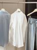 Elegant French 3D Floral Lapel White Shirt for Women - Spring Style, Loose Fit, Long Sleeve, Mid-Length Top
