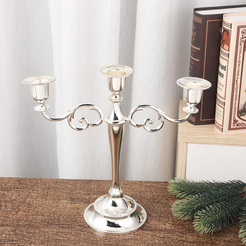 3/5 Arms Candle Holder Electroplated Candelabrum Wedding Decorations European Candlestick  Banquet