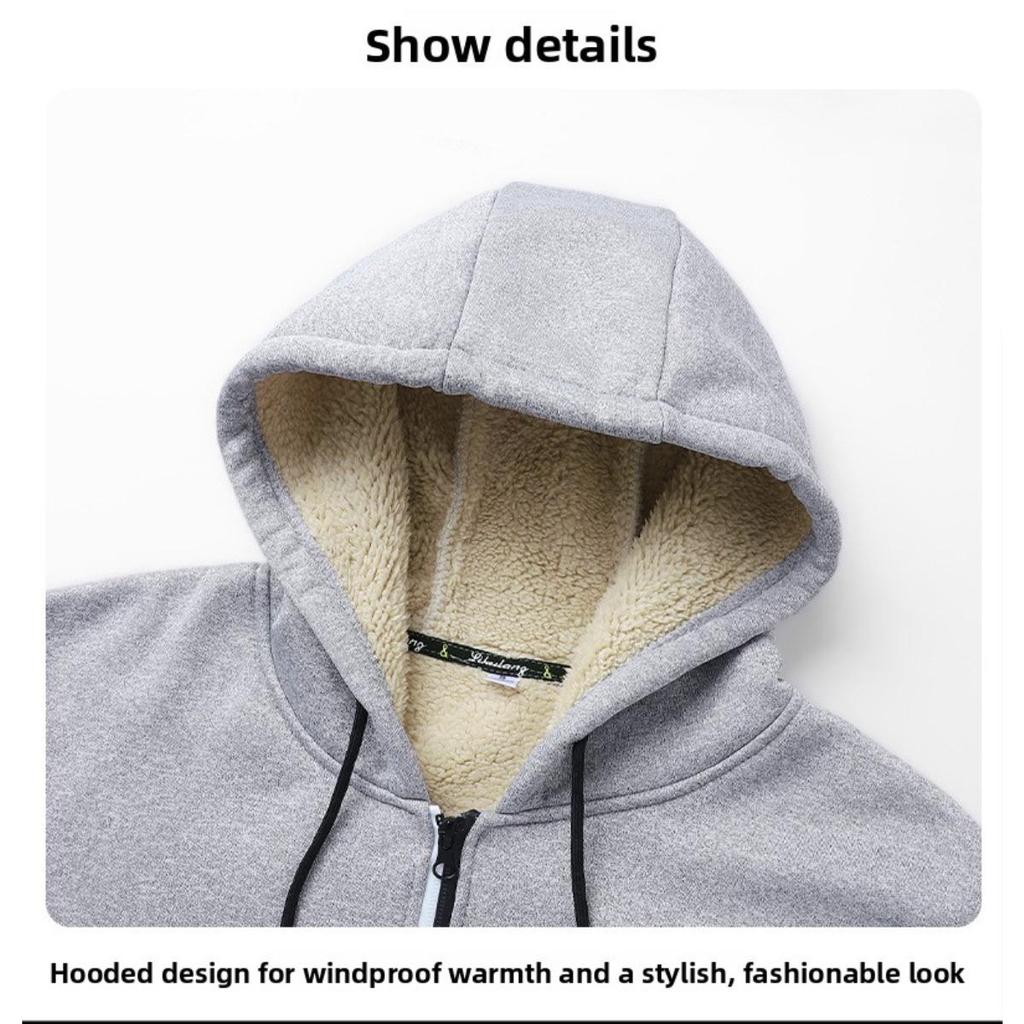 Cappotto Spesso Autunno e Inverno, Felpa con Cappuccio Larga in Imitazione Lana d'Agnello, Giacca da Lavoro, Giacca da Uomo