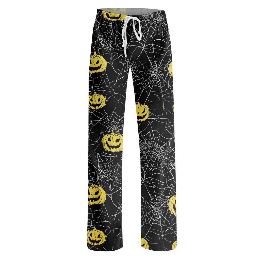 Women's Halloween Print Drawstring Pants, Casual Long Pants for Sleepwear or Daily