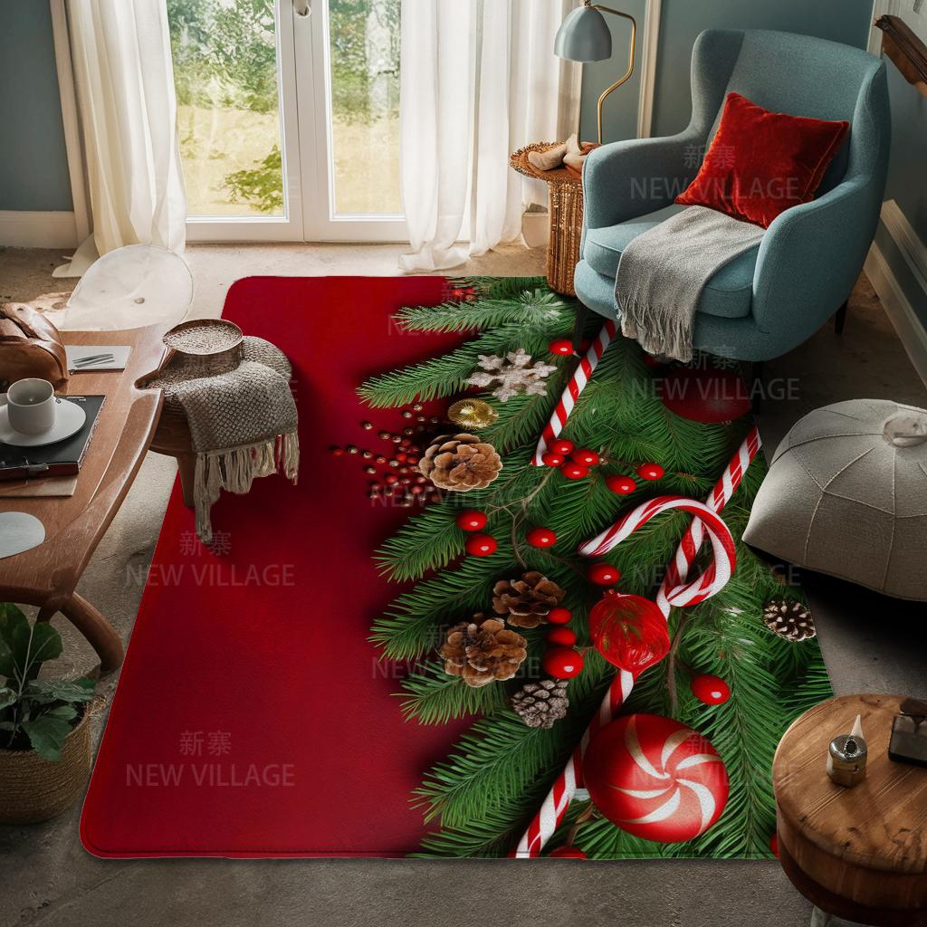 House Entrance Carpet Home Door Mat Living Room Bath Foot Bathroom Non-slip Water Absorption Rugs Bath Merry Christmas Winter