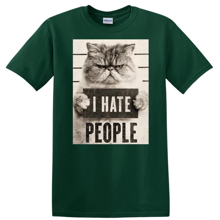 I Hate People T Shirt Funny Grumpy Cat Antisocial Introvert Meme Kitty Tee Gift 4XL