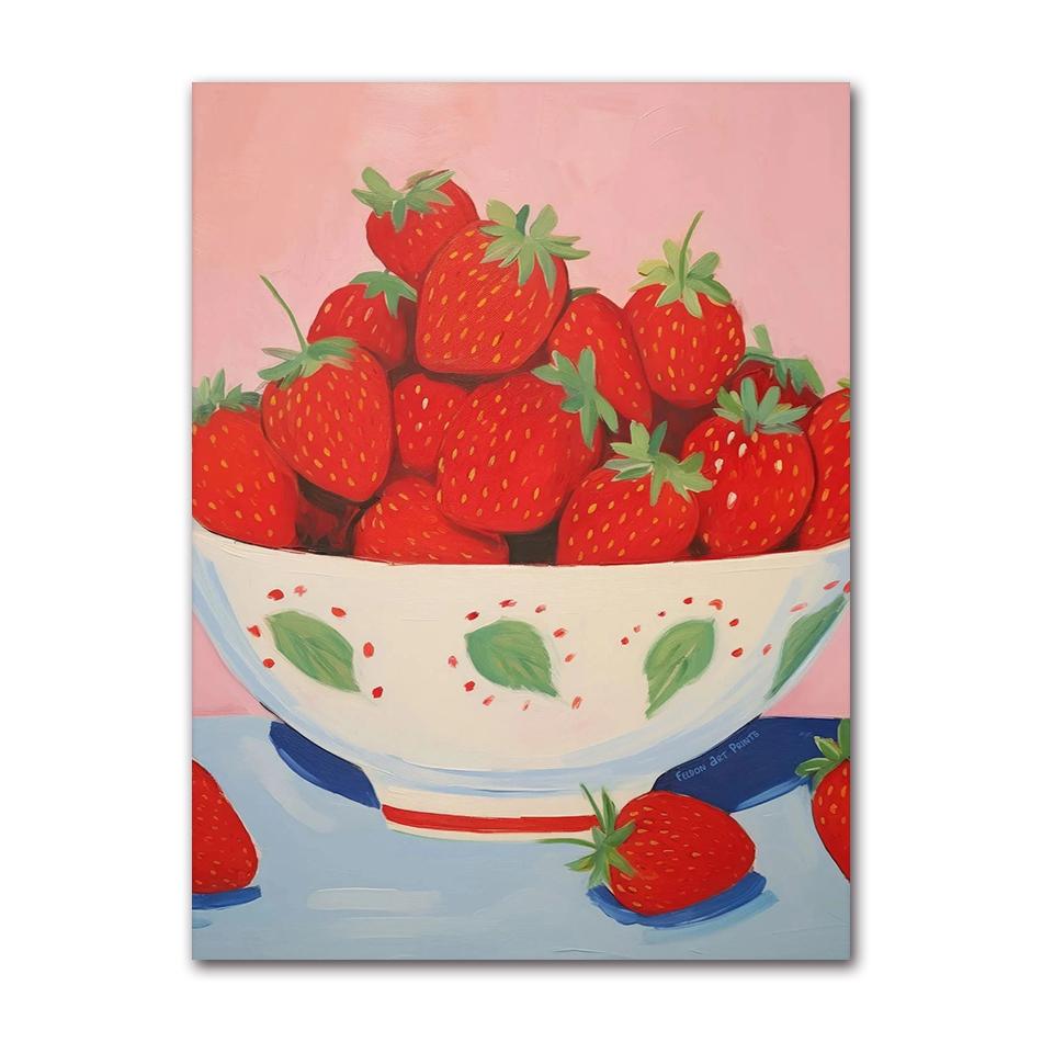 Minimalist Modern Abstract Fruit Poster Print Orange Peaches Strawberry Tomato Lemon Fig Canvas Painting Wall Art Home Decor